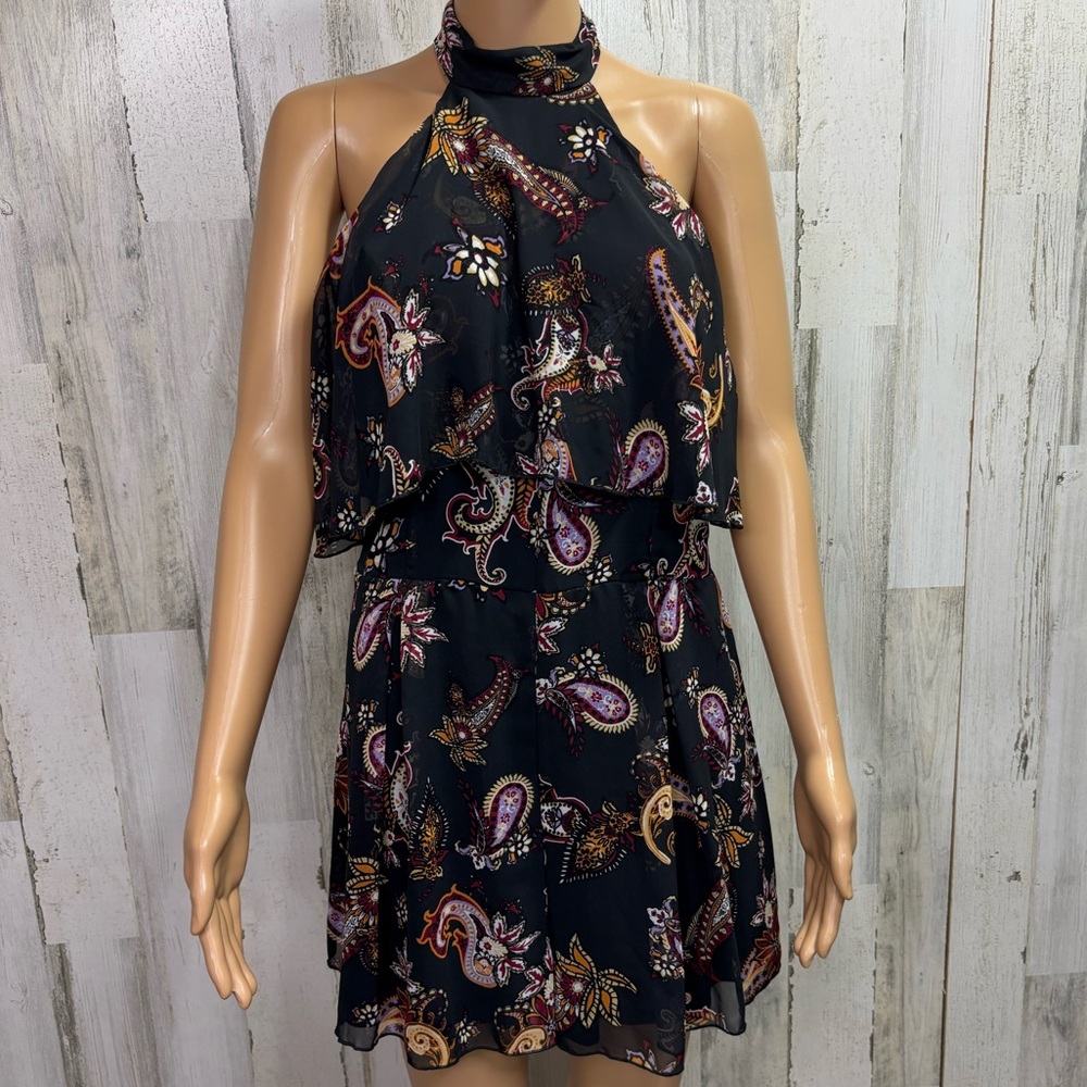 Charlotte Russe Paisley Print Halter Romper‎